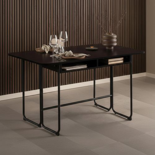 Darlington Foldable Dining Table - 4 Seater - 140cm - Black Melamine