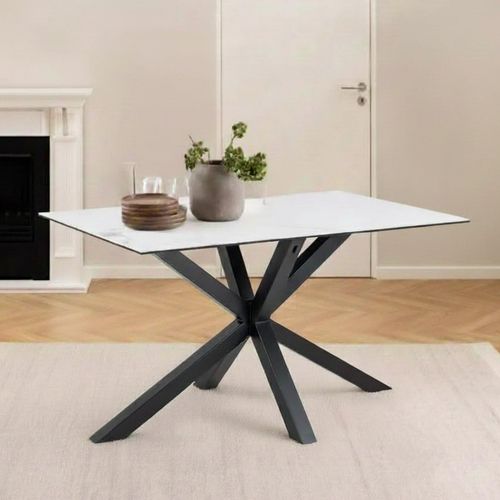 Heaven Round Dining Table - 4 Seater - 135cm - White Ceramic - with Star Legs