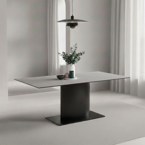 Marbella Dining Table - 8 Seater - Pedestal - 200cm - Grey Ceramic