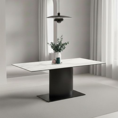 Marbella Dining Table - 8 Seater - Pedestal - 200cm - White Ceramic