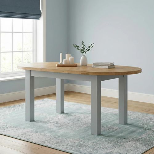 Lundy Oval Extending Dining Table - 4-6 Seater - 130cm-170cm - Grey Painted