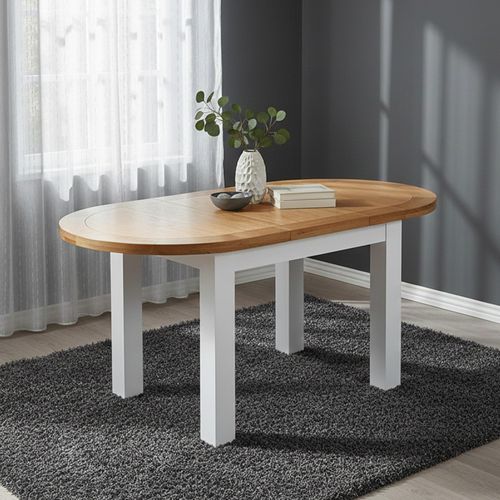 Lundy Oval Extending Dining Table - 4-6 Seater - 130cm-170cm - White Painted
