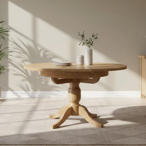 Appleby Round Pedestal Extending Dining Table - 2-4 Seater - 100cm-140cm - Oak