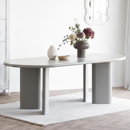 Nagano Dining Table - Oval - Double Pedestal - 8 Seater - 220cm - Concrete