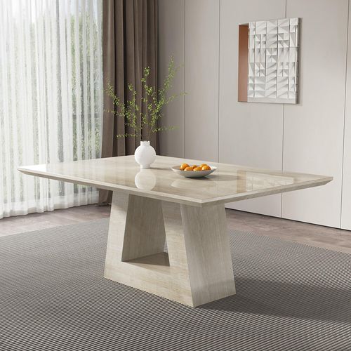 Milan Travertine Beige Engineered Marble 6 Seater Dining Table Sizes Available