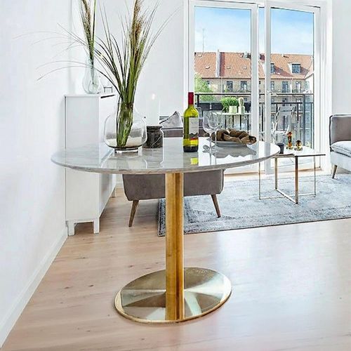 Bolzano Round Dining Table - Pedestal - 4 Seater - 110cm - Gold