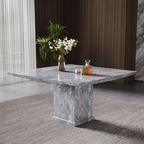 Turin Square Dining Table - 8 Seater - 140cm - Grey Marble