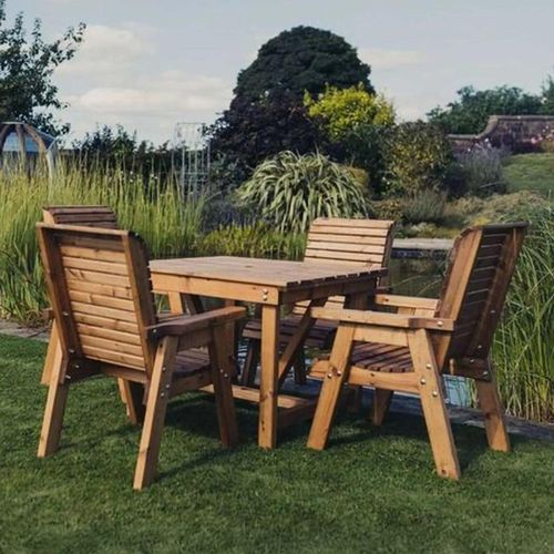 Churnet Valley Redwood 4 Seater Square Garden Dining Set