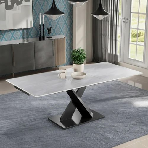 Rosalyn Argento Grey Ceramic 4-6 Seater Extending Dining Table - 140cm-180cm