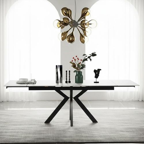 Vida Pearla Grey Ceramic 4-6 Seater Extending Dining Table