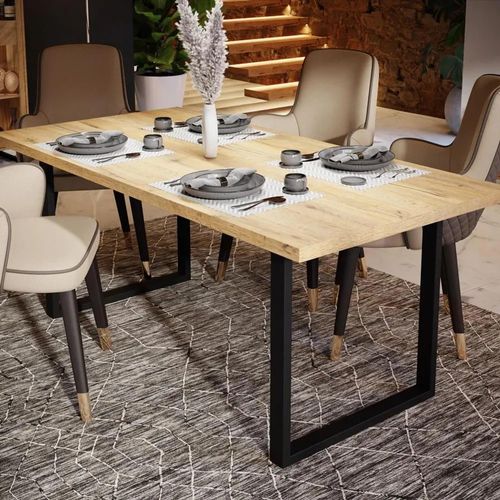 Chevron Oak Effect 6 Seater Dining Table