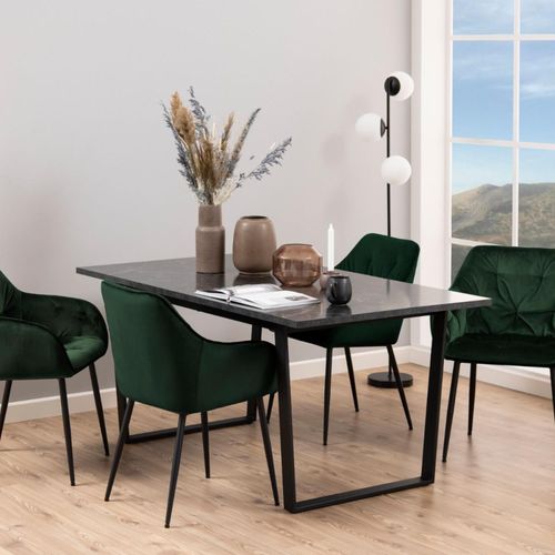 Amble Black Marble Effect 6 Seater Dining Table