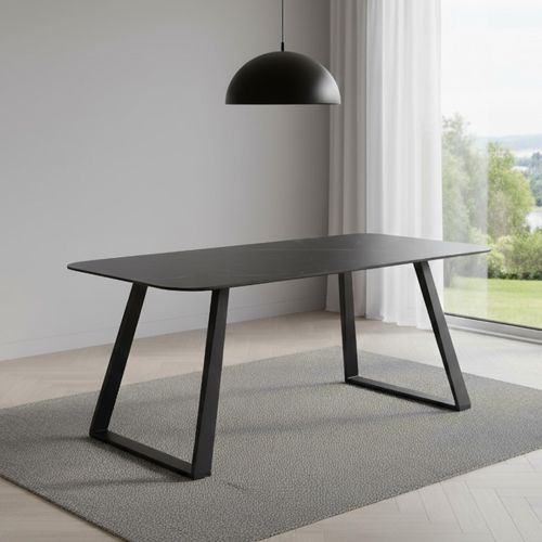 Antalya Dining Table - 6 Seater - 180cm - Matt Black Ceramic