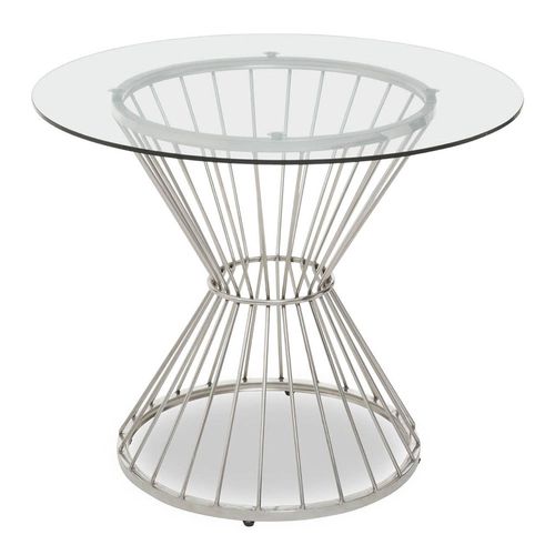 Anzio Clear Glass 2 Seater Round Dining Table with Wireframe Hourglass Base - 90cm