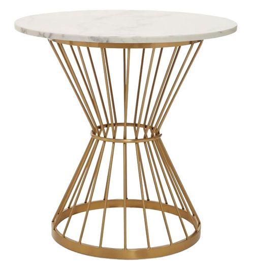 Anzio White Marble 2 Seater Round Dining Table with Gold Hourglass Base