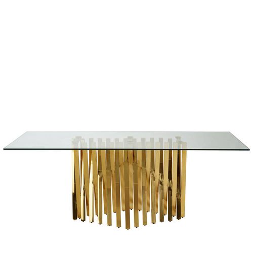 Arezzo Clear Glass 8 Seater Dining Table with Gold Base - 200cm