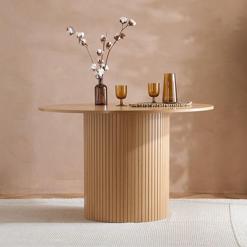 Axel Round Dining Table - 4 Seater - 120cm - Oak Fluted