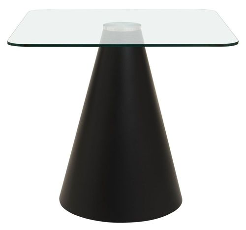 Azalea Glass 2 Seater Square Dining Table with Black Cone Base
