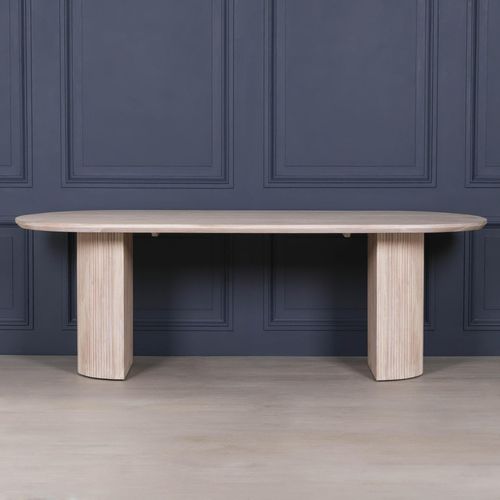 Blanche Acacia Wood Fluted Dining Table - Oval - 8 Seater - 230cm
