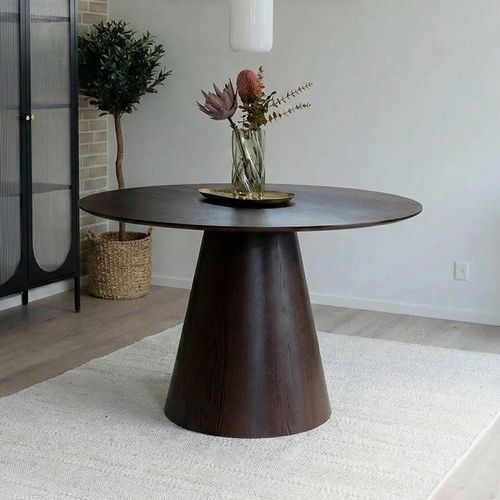 Bolton Round Dining Table - Pedestal - 4 Seater - 120cm - Dark Wood