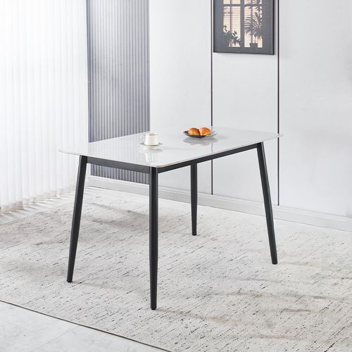 Breton Compact 4 Seater White Ceramic Dining Table - 120cm