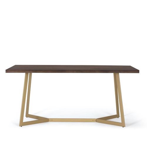 Caltan Dining Table - 8 Seater - 200cm - Walnut Mango Wood and Gold - Geometric