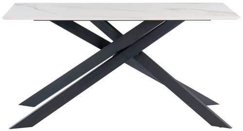 Camilla White and Kass Gold Sintered Stone 6 Seater Dining Table - 160cm