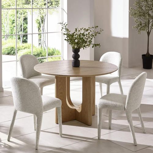 Cellini Dining Table - 4 Seater - 120cm - Round - Pedestal - Oak Effect