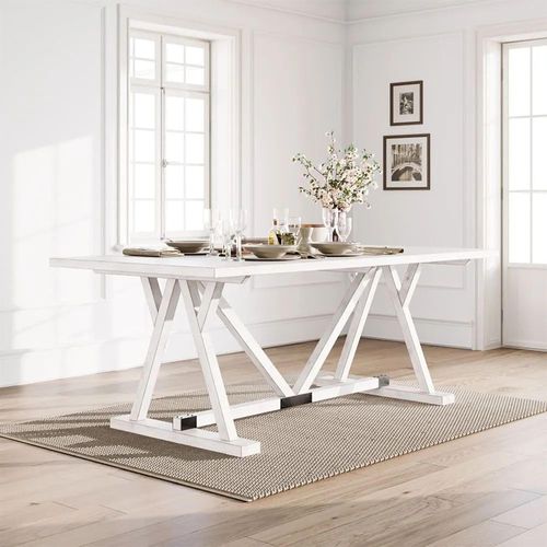 Clearance - Farmhouse White Mango Wood 8 Seater Dining Table - Brand New Item