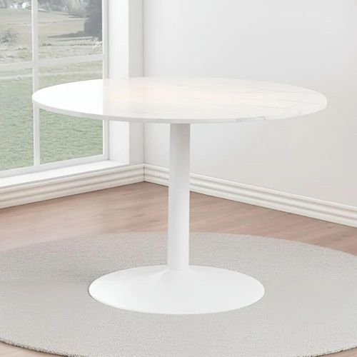 Clearance - Tarifa White Marble 2 Seater Round Dining Table - 110cm - FSS16420