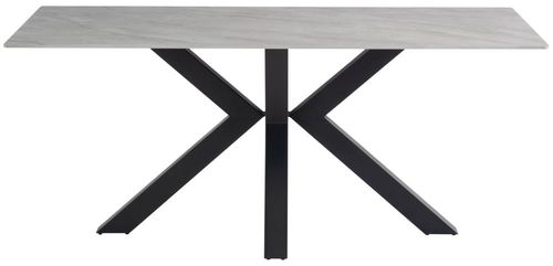 Cora Rebecca Grey Polished Sintered Stone 6 Seater Dining Table - 180cm