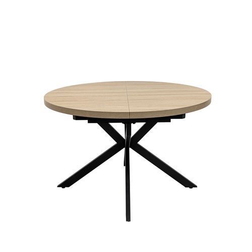 Dalton Light Oak 4-6 Seater Round Extending Dining Table with Spider Legs - 120cm-160cm