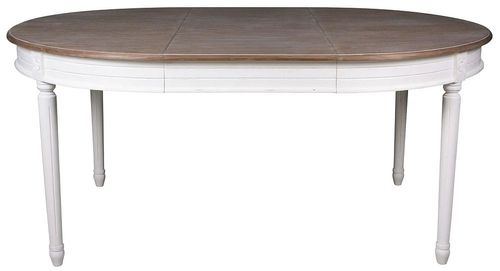 Delphine French Off-White Painted Round 4-6 Seater Extending Dining Table - 120cm-170cm