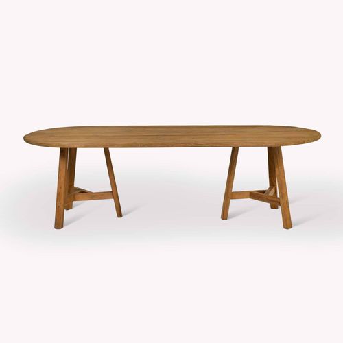 Hawthorne Outdoor Oval Dining Table Natural Teak Wood