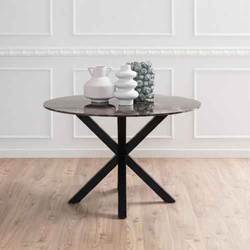 Heaven Round Dining Table - 4 Seater - 120cm - Brown Marble Effect - with Star Legs