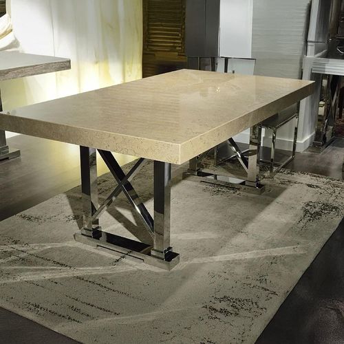 Impero Dining Table - Marble with Stainless Steel Pedestal Base - Variation Available