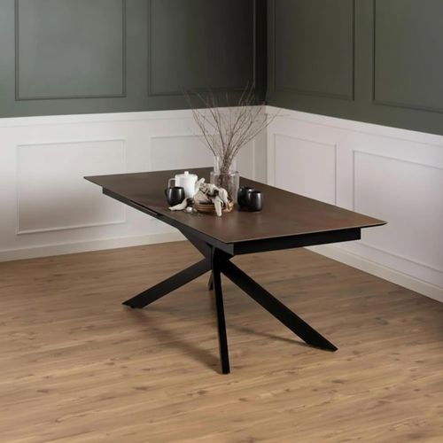 Irwine Extending Dining Table - 8-10 Seater - 200cm-240cm - Rusty Brown Ceramic - with Star Legs