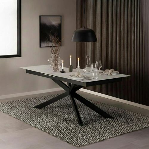 Irwine Extending Dining Table - 8-10 Seater - 200cm-240cm - White Ceramic - with Star Legs