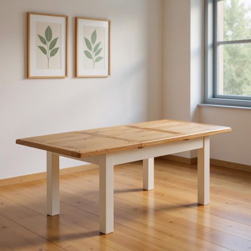Janelle Oak and Grey 4-8 Seater Butterfly Extending Dining Table - 120cm-160cm