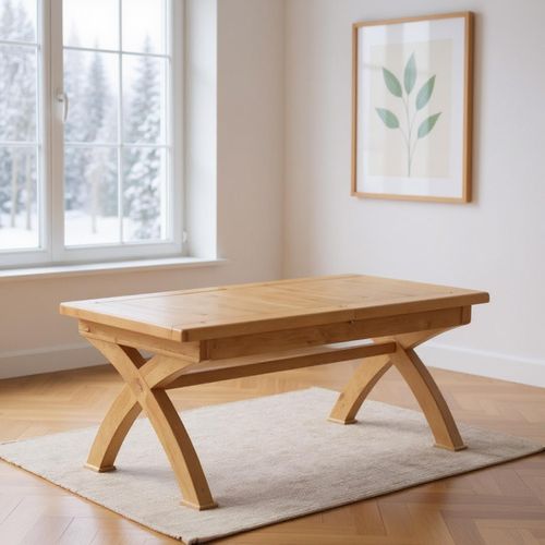 Janelle Dining Table - 6-10 Seater - 180cm-260cm - Extending - with Cross Legs - Rustic Oak