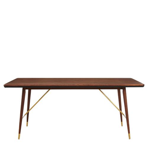 Kenso Dining Table - 6 Seater - 180cm - Walnut Wood with Brass