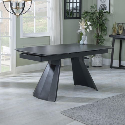 Kinston 6-8 Seater Black Ceramic Extending Dining Table - 160cm-240cm