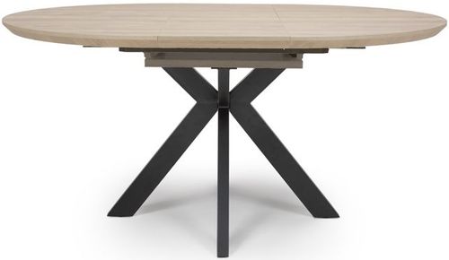 Manhattan Extending Dining Table - Oak - 4-6 Seater - 120cm-160cm - Oval - Black Spider Legs Base