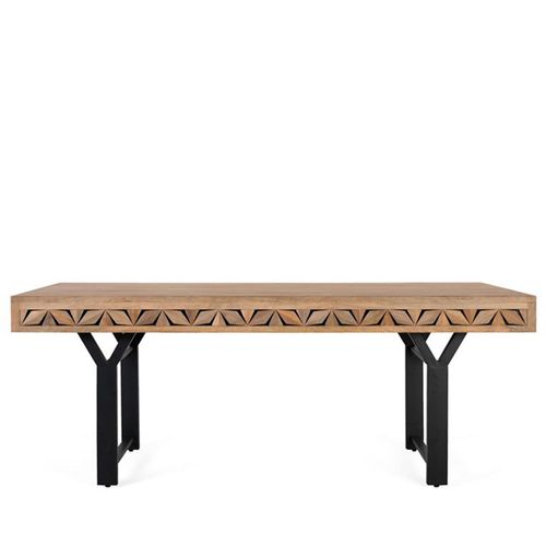 Marlee Dining Table - Mango Wood - Geometric - 8 Seater - 200cm