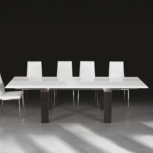 Milano Dining Table - Marble and Wood with Extending Pedestal Base - Variation Available