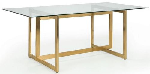 Minori Clear Glass and Gold 8 Seater Dining Table