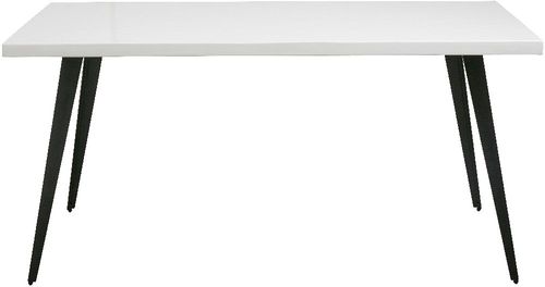Blanca White shiny herringbone Dining Table - 6 Seater