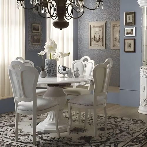 New Venus White Italian 4 Seater Round Pedestal Dining Table - 110cm