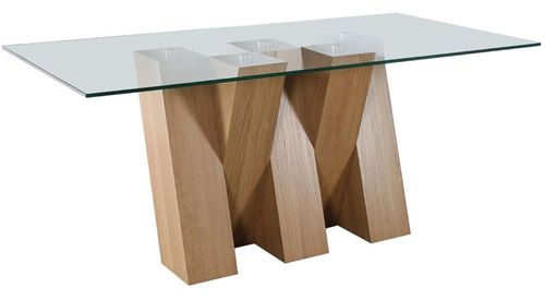 Newton 6 Seater Glass and Oak Effect Dining Table
