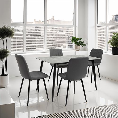 Riga Italy Grey Sintered Stone 4 Seater Dining Table - 130cm